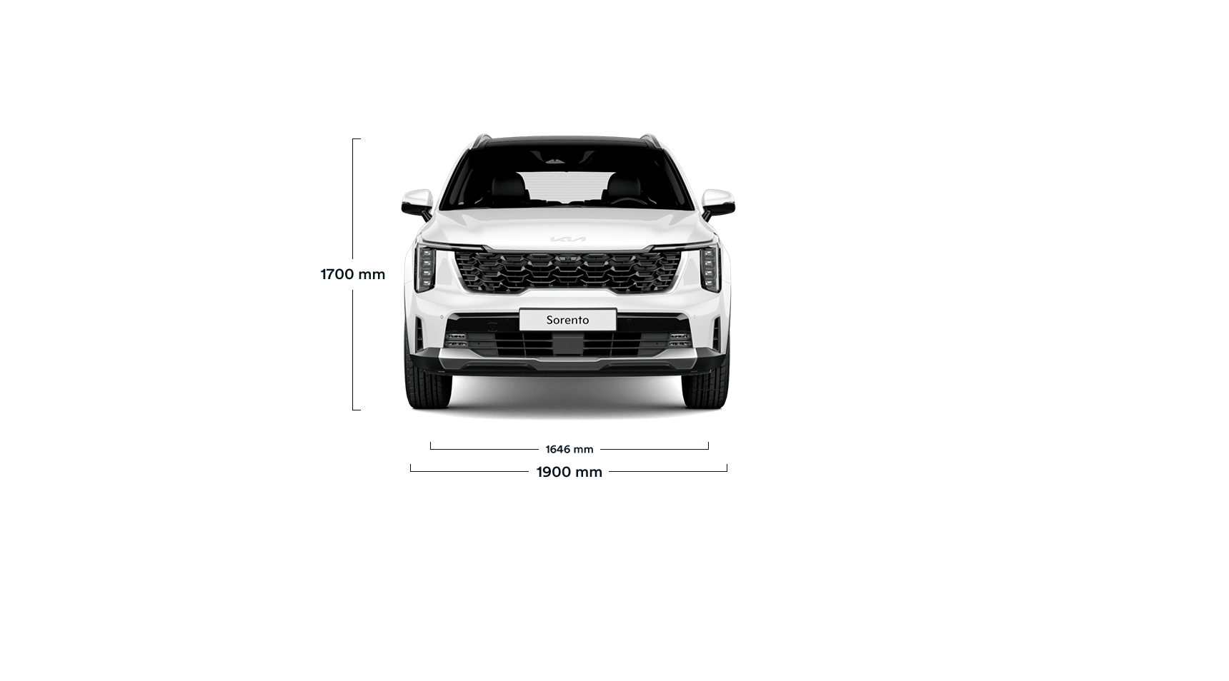 Kia Sorento, Abmessungen, Frontansicht, MMG