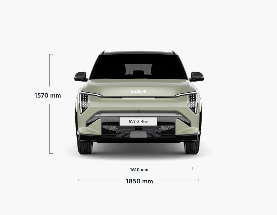 Kia EV3 Abmessungen Frontansicht